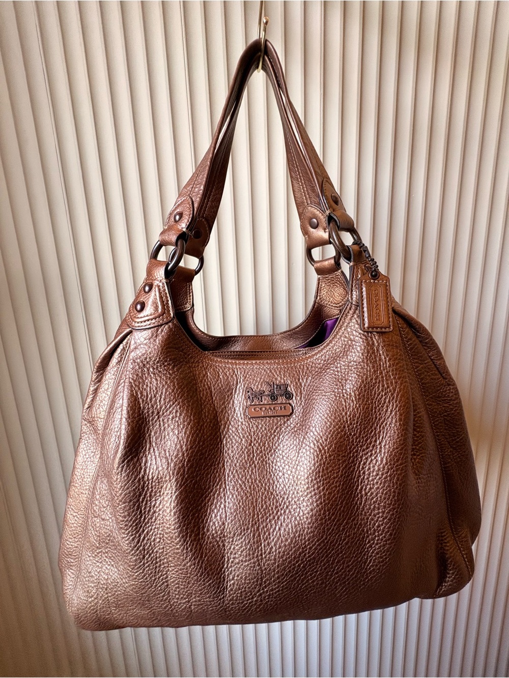 Coach Madison Brown Pebbled Leather Shoulder Bag